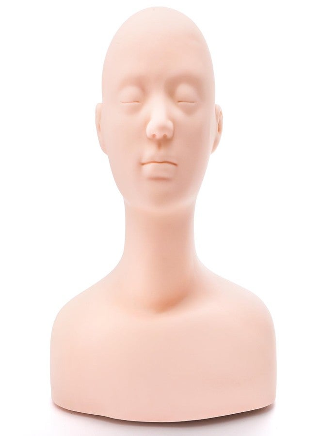 Dicunoy Esthetics Mannequin Head with Shoulder, Soft PVC Human Hair Mannequin Head for Makeup, Facial Techniques, Massage, Lash Extensions Practice, Wig Display, Salons Cosmetology School - Image 2